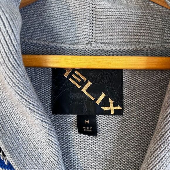 Helix Vintage Fair Isle Shawl Collar Fisherman Sweater Mens Size Medium Cotton - Picture 4 of 10